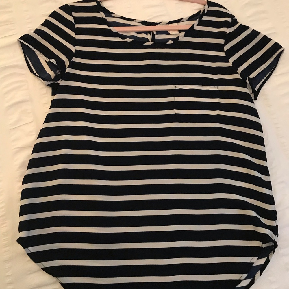 Japna Navy and White Stripe Top